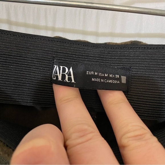 Zara Leopard Faux Suede Leggings Sz Medium - Picture 2 of 7